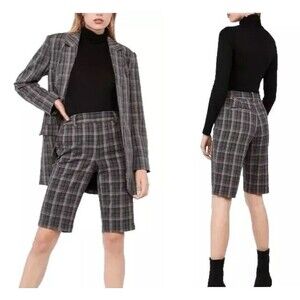 Express + Negin Mirsalehi Colab High Waisted Plaid Bermuda Shorts  Womens 2 NWOT